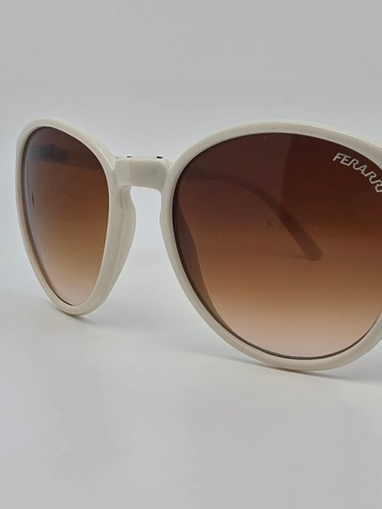 Ferarri White Frame Amber Brown Gradient Lens Folding Sunglasses w/ Case 55mm main image 15